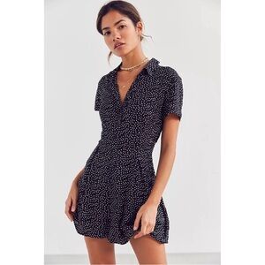 Urban Outfitters UO Bellina Black & White Button-Down Shirt Playsuit